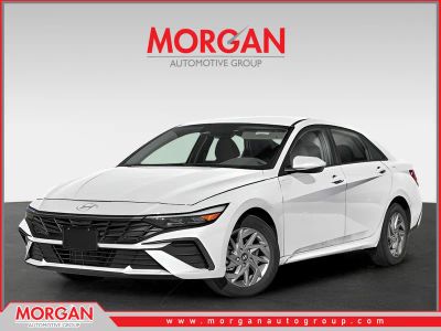2026 Hyundai ELANTRA HYBRID Blue in Serenity White Pearl — front three-quarter view