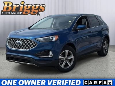 2023 Ford Edge SEL in Atlas Blue Metallic — front three-quarter view