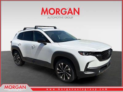 2026 Mazda CX-50 Hybrid Premium Plus in Wind Chill Pearl — front three-quarter view
