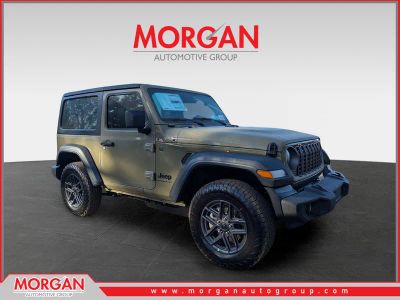 2026 Jeep Wrangler Sport S in Green — front three-quarter view
