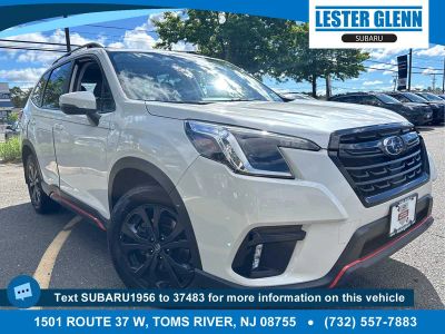 2023 Subaru Forester Sport in Crystal White Pearl — front three-quarter view