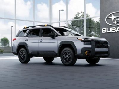 2026 Subaru OUTBACK Wilderness in Ice Silver Metallic — front three-quarter view