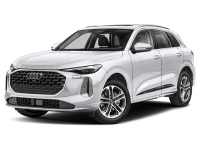 2026 Audi Q5 Premium Plus in Glacier White Metallic — front three-quarter view