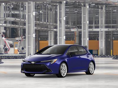 2026 Toyota Corolla Hatchback FX in Blue Crush Metallic — front three-quarter view