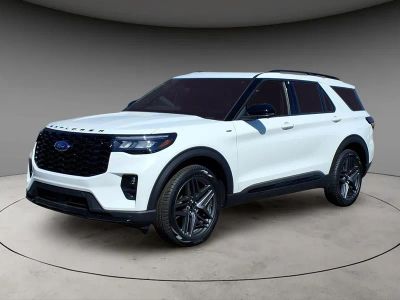 2026 Ford Explorer ST-Line in White Metallic — front three-quarter view