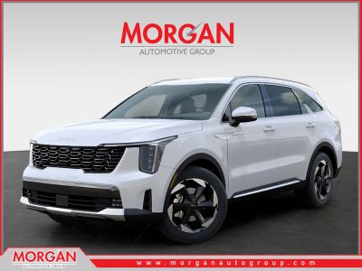 2026 Kia Sorento Hybrid EX in Snow White Pearl — front three-quarter view