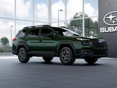 2026 Subaru OUTBACK Premium in Deep Emerald Green Pearl — front three-quarter view