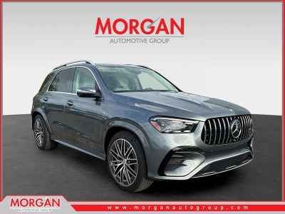 2026 Mercedes-Benz GLE AMG 53 in Selenite Grey — front three-quarter view