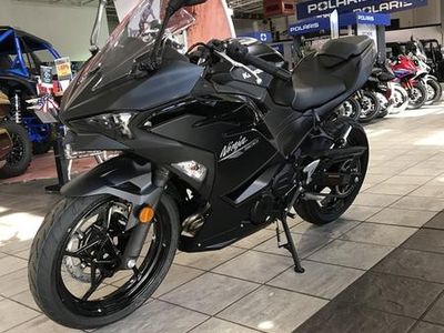 2026 Kawasaki Ninja 500 Metallic Flat Spark Black in BLACK — front three-quarter view