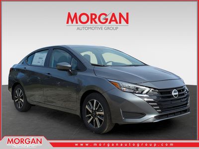 2025 Nissan Versa 1.6 SV in Gray — front three-quarter view