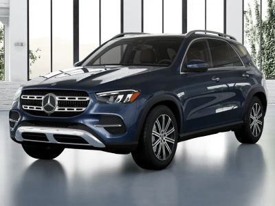 2026 Mercedes-Benz GLE 350 in Twilight Blue Metallic — front three-quarter view