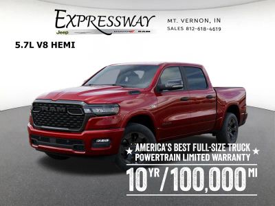 2026 RAM 1500 Big Horn 4x4 Crew Cab 5'7 Box in Molten Red Pearl-Coat Exterior Paint — front three-quarter view