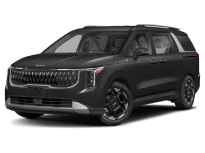 2026 Kia Carnival EX in Black — front three-quarter view