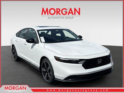 2026 Honda Accord Hybrid Sport in Platinum White Pearl — front three-quarter view