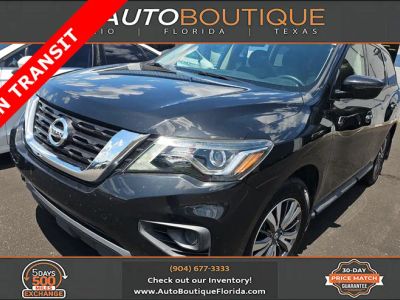 2020 Nissan Pathfinder S in Magnetic Black Pearl — front three-quarter view