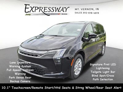 2027 Chrysler Pacifica Select in Diamond Black Crystal Pearl-Coat Exterior Paint — front three-quarter view