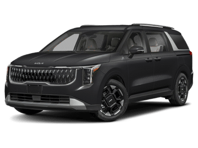 2026 Kia Carnival EX in Aurora Black Pearl — front three-quarter view
