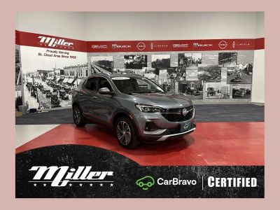 2021 Buick Encore GX Essence CarBravo Certified in Satin Steel Gray Metallic — front three-quarter view