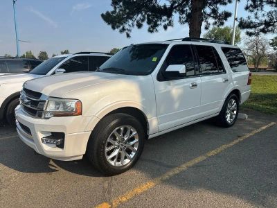 2015 Ford Expedition Limited in White Platinum — front three-quarter view