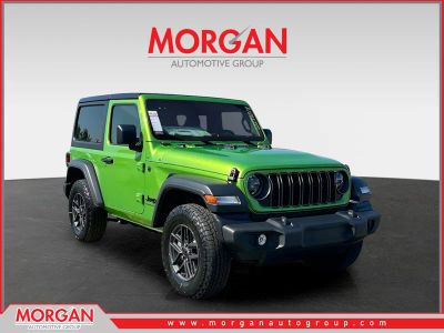 2026 Jeep Wrangler Sport S in Green — front three-quarter view