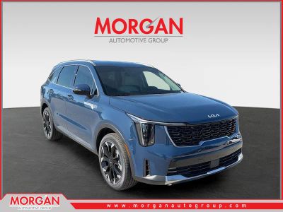 2026 Kia Sorento EX in Midnight Lake Blue — front three-quarter view
