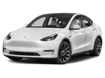 2021 Tesla Model Y Standard Range in Red Multi-Coat — front three-quarter view