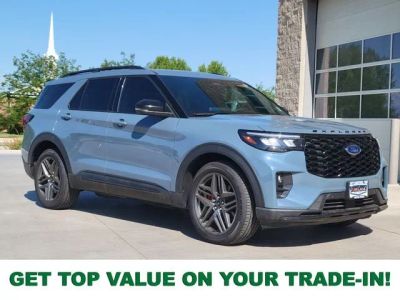 2025 Ford Explorer ST in Vapor Blue — front three-quarter view