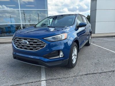 2022 Ford Edge SEL in Atlas Blue — front three-quarter view