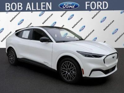 2025 Ford Mustang Mach-E Premium in Star White Metallic Tri-Coat — front three-quarter view