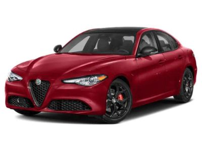 2022 Alfa Romeo Giulia in Vulcano Black Metallic — front three-quarter view