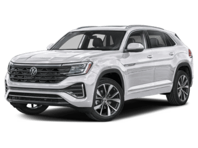 2026 Volkswagen Atlas Cross Sport 2.0T SEL Premium R-Line in White Pearl — front three-quarter view