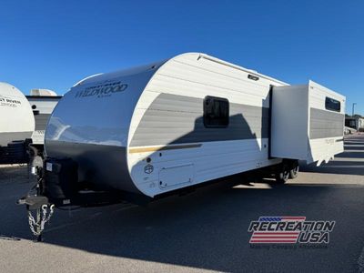 2026 Forest River Wildwood X-Lite — rear three-quarter view