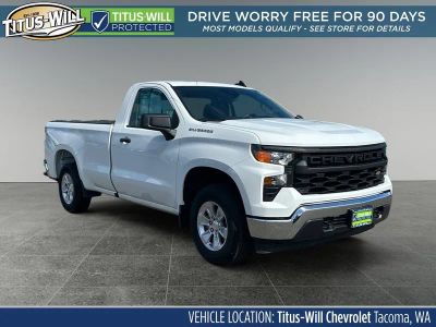 2025 Chevrolet Silverado 1500 WT in Summit White — front three-quarter view