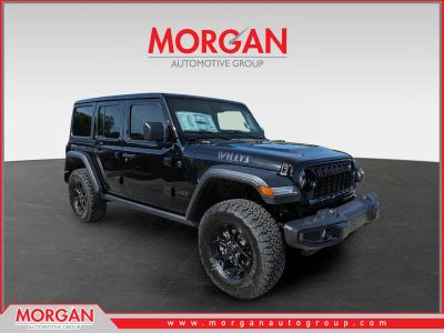 2024 Jeep Wrangler Willys in Black — front three-quarter view