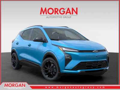 2027 Chevrolet Bolt RS in Marina Blue Metallic — front three-quarter view