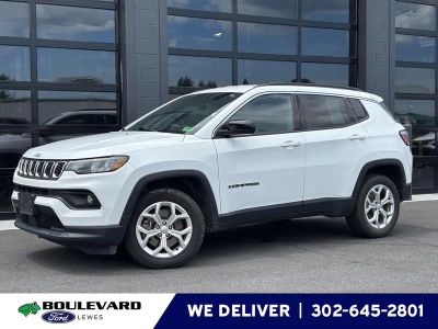 2024 Jeep Compass Latitude in Bright White Clearcoat — front three-quarter view