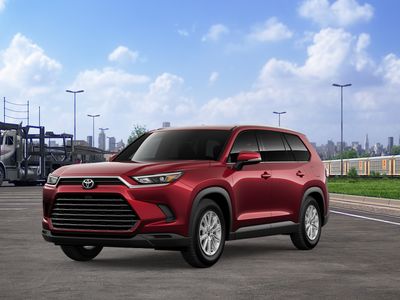 2026 Toyota Grand Highlander XLE in Red — front three-quarter view