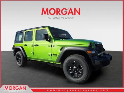 2026 Jeep Wrangler Sport in Green — front three-quarter view