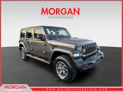 2025 Jeep Wrangler Sport S in Gray — front three-quarter view