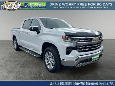 2025 Chevrolet Silverado 1500 LTZ in Summit White — front three-quarter view