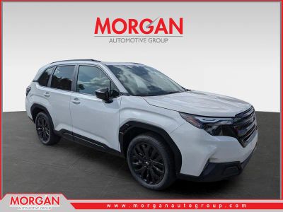 2026 Subaru Forester Sport in Crystal White Pearl — front three-quarter view