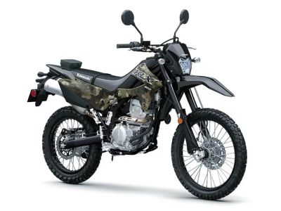 2026 Kawasaki KLX®300 Cypher Camo Beige — front three-quarter view