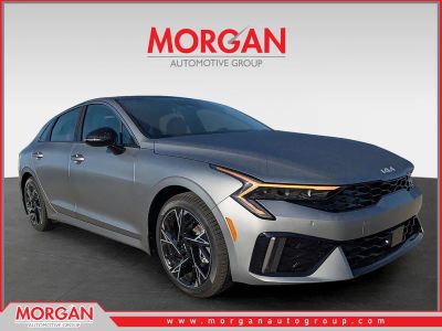 2026 Kia K5 GT-Line in Steel Matte Gray — front three-quarter view