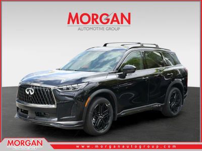 2026 INFINITI QX60 SPORT in Mineral Black — front three-quarter view