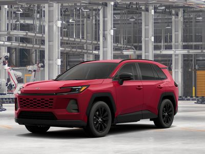 2026 Toyota RAV4 XLE Premium in RUBY FLARE PEARL — front three-quarter view