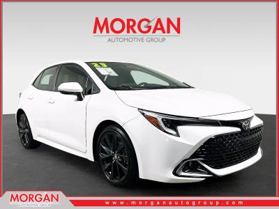 2023 Toyota Corolla Hatchback XSE in White — front three-quarter view