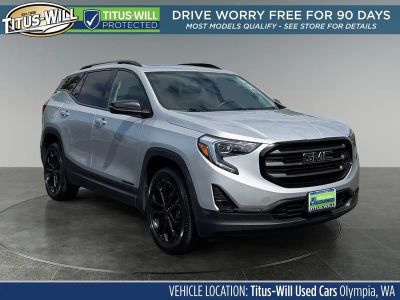 2021 GMC Terrain SLT in Quicksilver Metallic — front three-quarter view