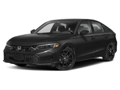 2026 Honda Civic Hatchback Sport in Crystal Black Pearl — front three-quarter view