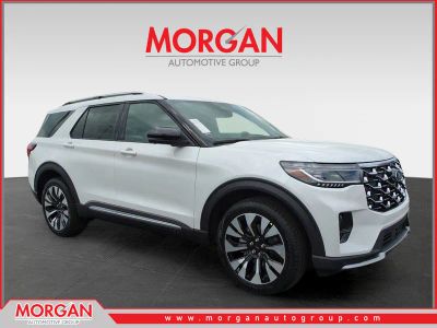 2026 Ford Explorer Platinum in White — front three-quarter view