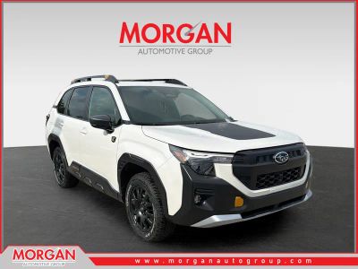2026 Subaru Forester Wilderness in Crystal White Pearl — front three-quarter view